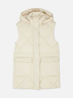 Doudoune Longue Sans Manches à Capuche