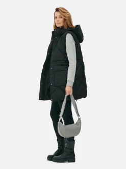 Doudoune Longue Sans Manches à Capuche