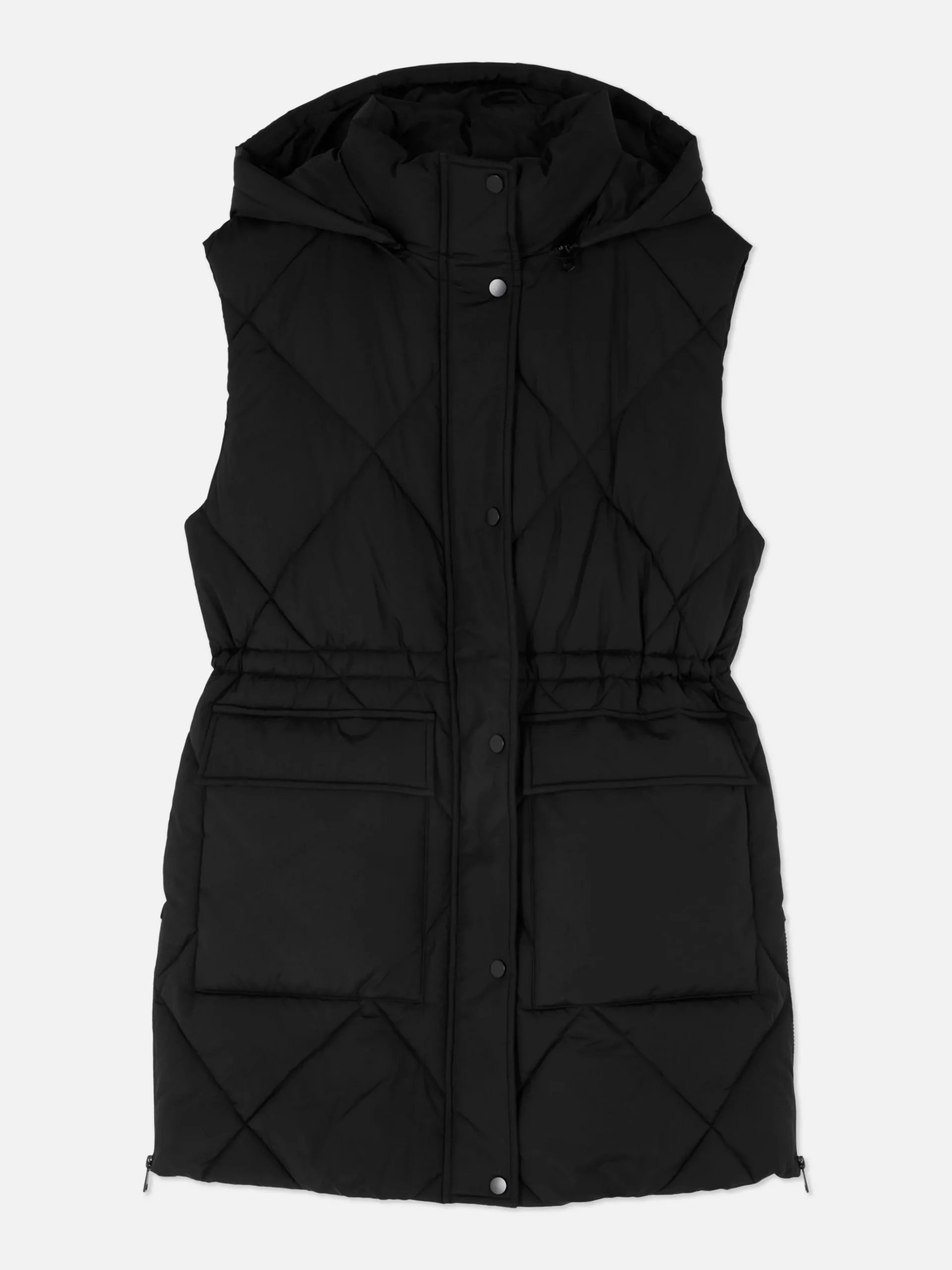 Doudoune Longue Sans Manches à Capuche