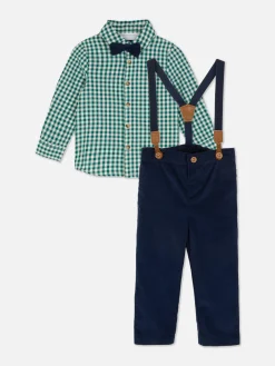 Ensemble Chemise à Carreaux Et Pantalon à Bretelles