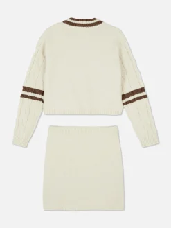 Ensemble Coordonné Pull Et Jupe En Maille Torsadée