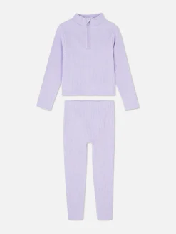 Ensemble Haut Et Legging Côtelés Sans Coutures