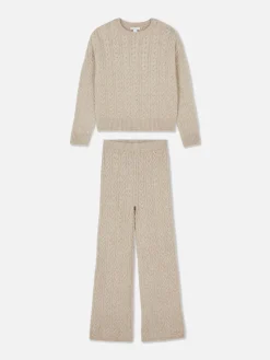 Ensemble Pull Et Legging En Maille Torsadée