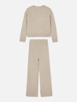 Ensemble Pull Et Legging En Maille Torsadée