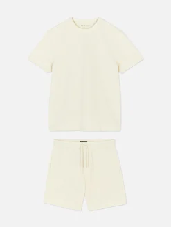 Ensemble Pyjama Gaufré T-shirt Et Short En Jersey