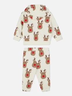 Ensemble Sweat à Capuche à Motif Renne Et Bas De Jogging De Noël Coordonné