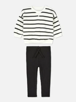 Ensemble Sweat-shirt à Rayures Et Legging Côtelé