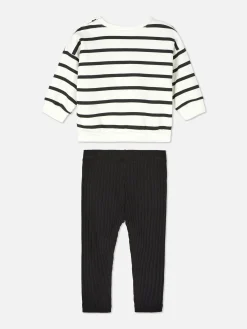 Ensemble Sweat-shirt à Rayures Et Legging Côtelé