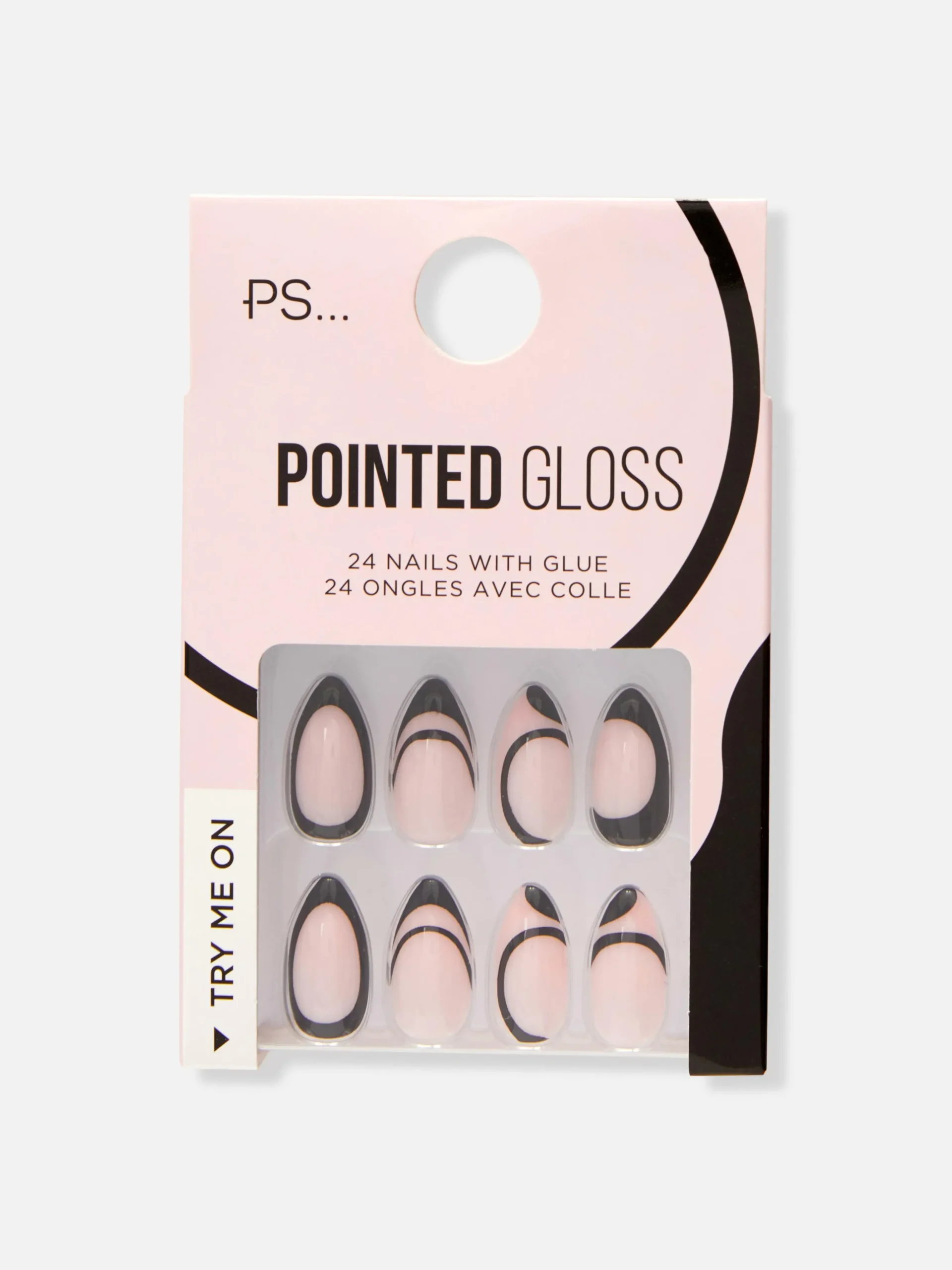 Faux Ongles French Manucure à Motif Tourbillon PS...