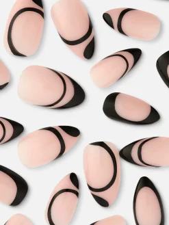 Faux Ongles French Manucure à Motif Tourbillon PS...