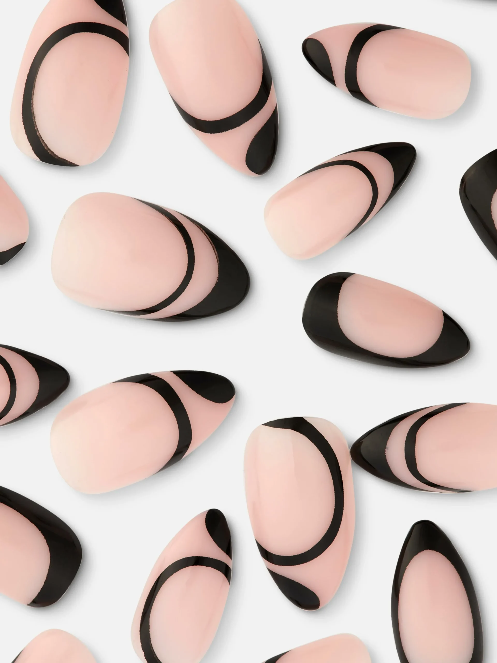 Faux Ongles French Manucure à Motif Tourbillon PS...