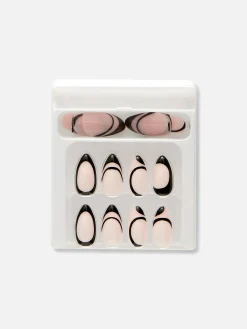 Faux Ongles French Manucure à Motif Tourbillon PS...