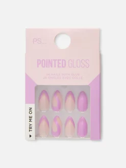 Faux Ongles Pointus Glossy à Motif Tourbillons PS...