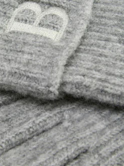 Gants En Maille Côtelée Avec Initiale Brodée