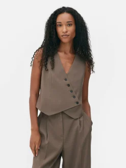 Gilet De Costume Asymétrique Boutonné Sur Le Devant