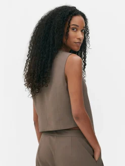 Gilet De Costume Asymétrique Boutonné Sur Le Devant