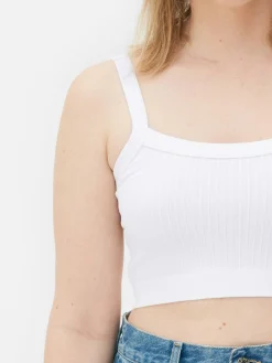 Haut Court à Texture Côtelée