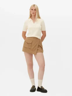 Haut En Maille Fine à Col Et Manches Courtes