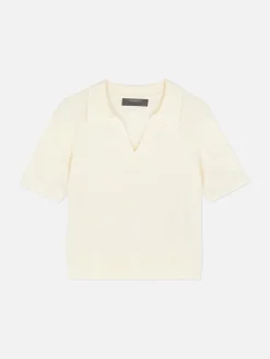 Haut En Maille Fine à Col Et Manches Courtes