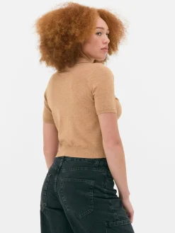 Haut En Maille Fine à Col Et Manches Courtes