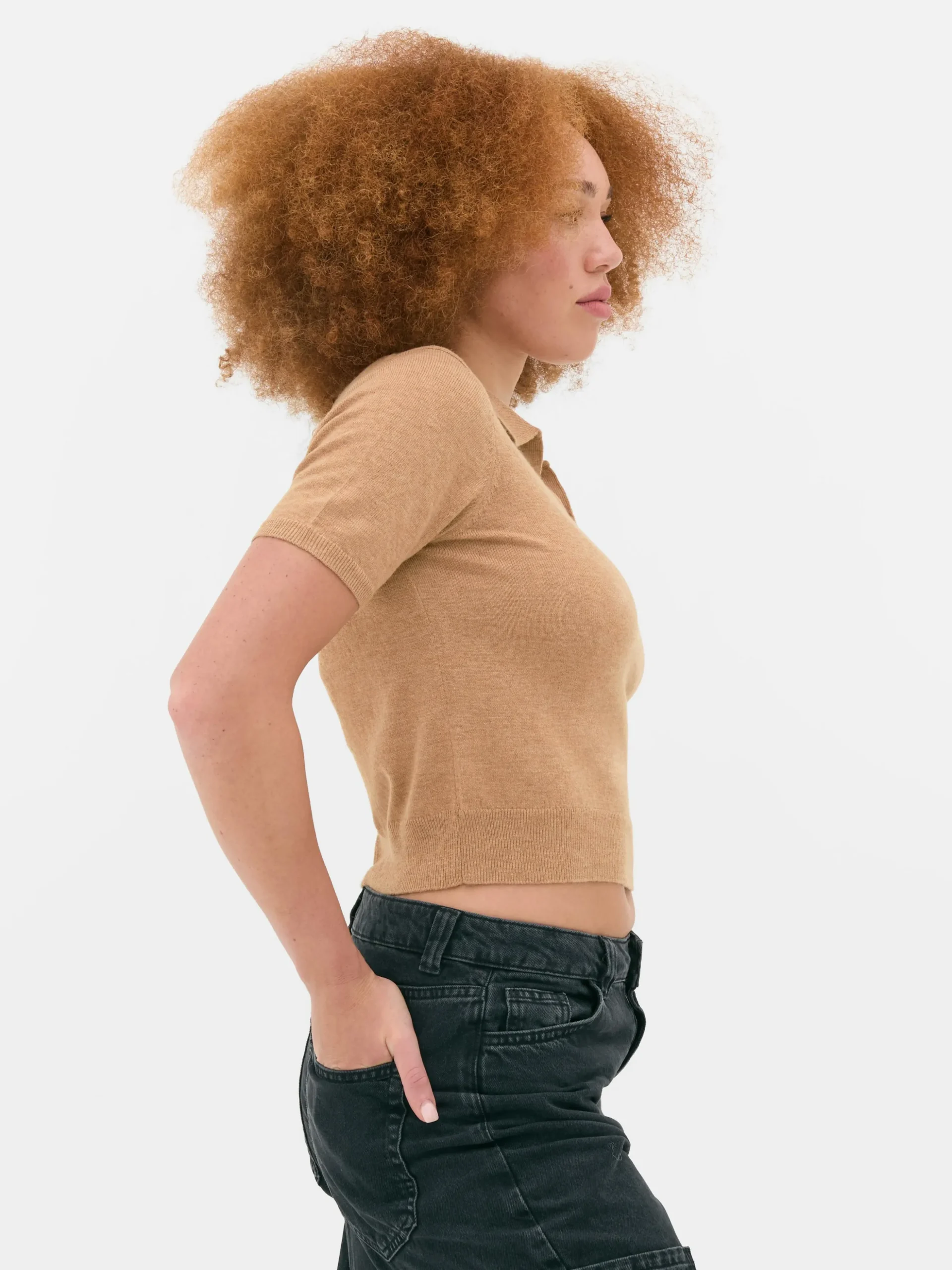 Haut En Maille Fine à Col Et Manches Courtes