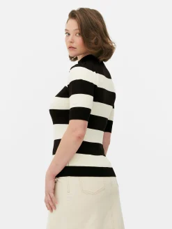 Haut Tricoté à Col Montant Et Manches Bouffantes