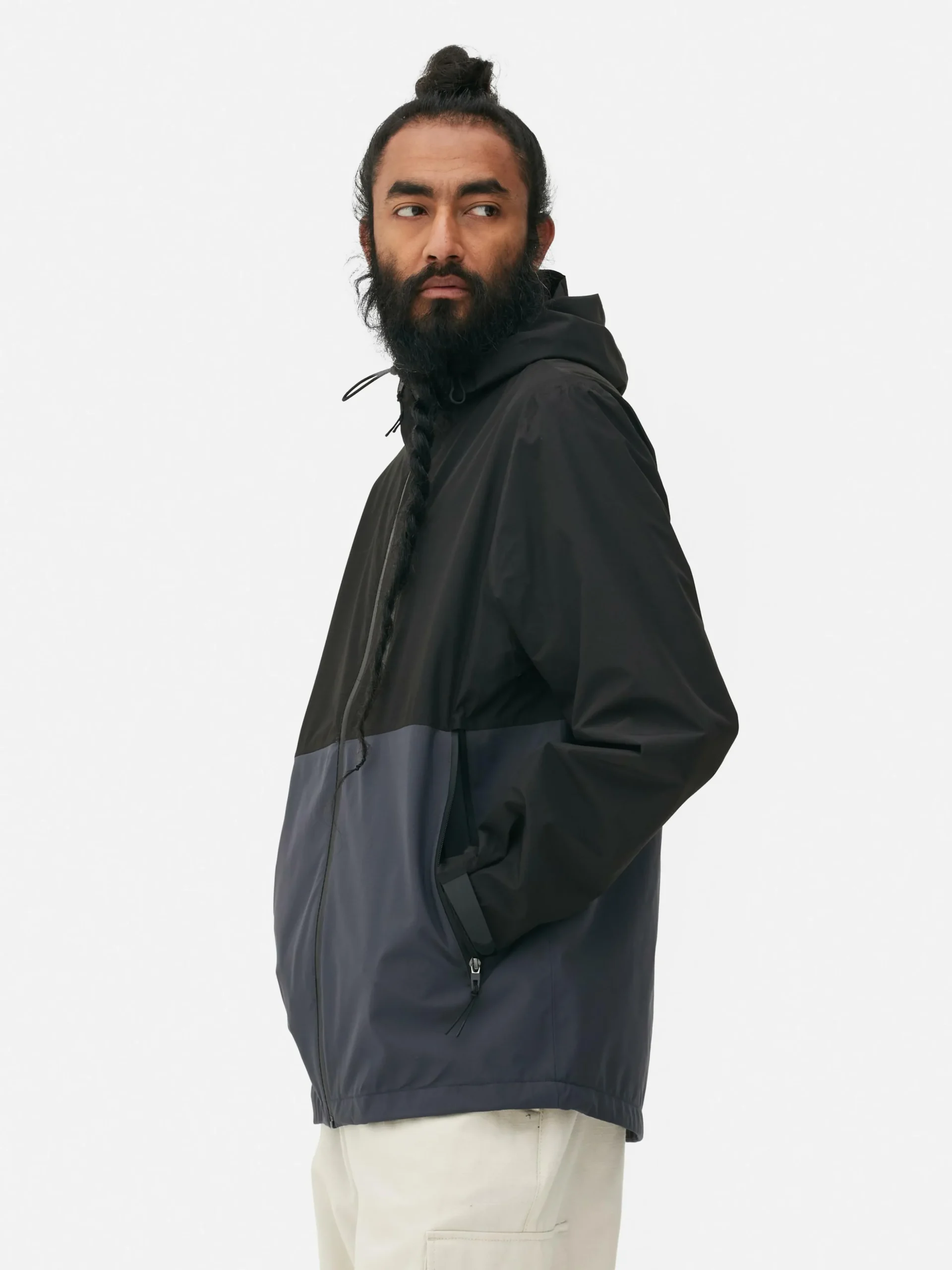 Imperméable Color Block à Poches Multiples