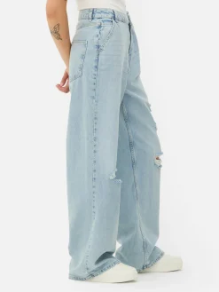 Jean Denim Ample à Effet Vieilli