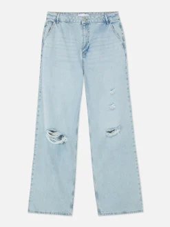 Jean Denim Ample à Effet Vieilli