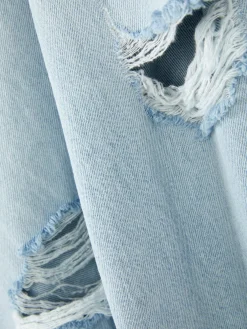 Jean Denim Ample à Effet Vieilli