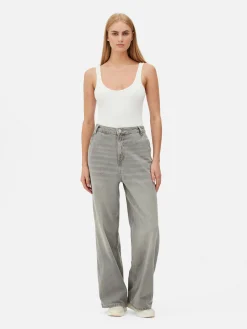 Jean Denim Ample à Effet Vieilli