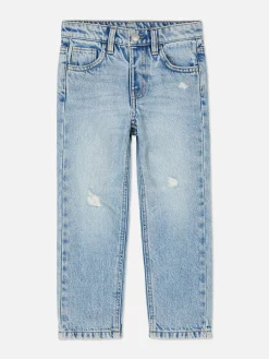 Jean Denim Coupe Droite Effet Vieilli