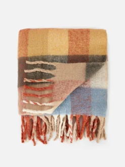 Jeté De Lit à Carreaux En Tissu Brossé