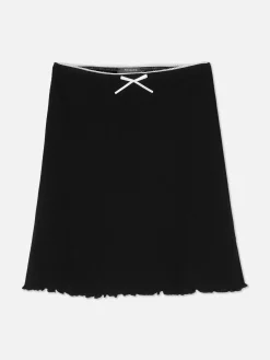 Jupe Côtelée à Bord Ondulé