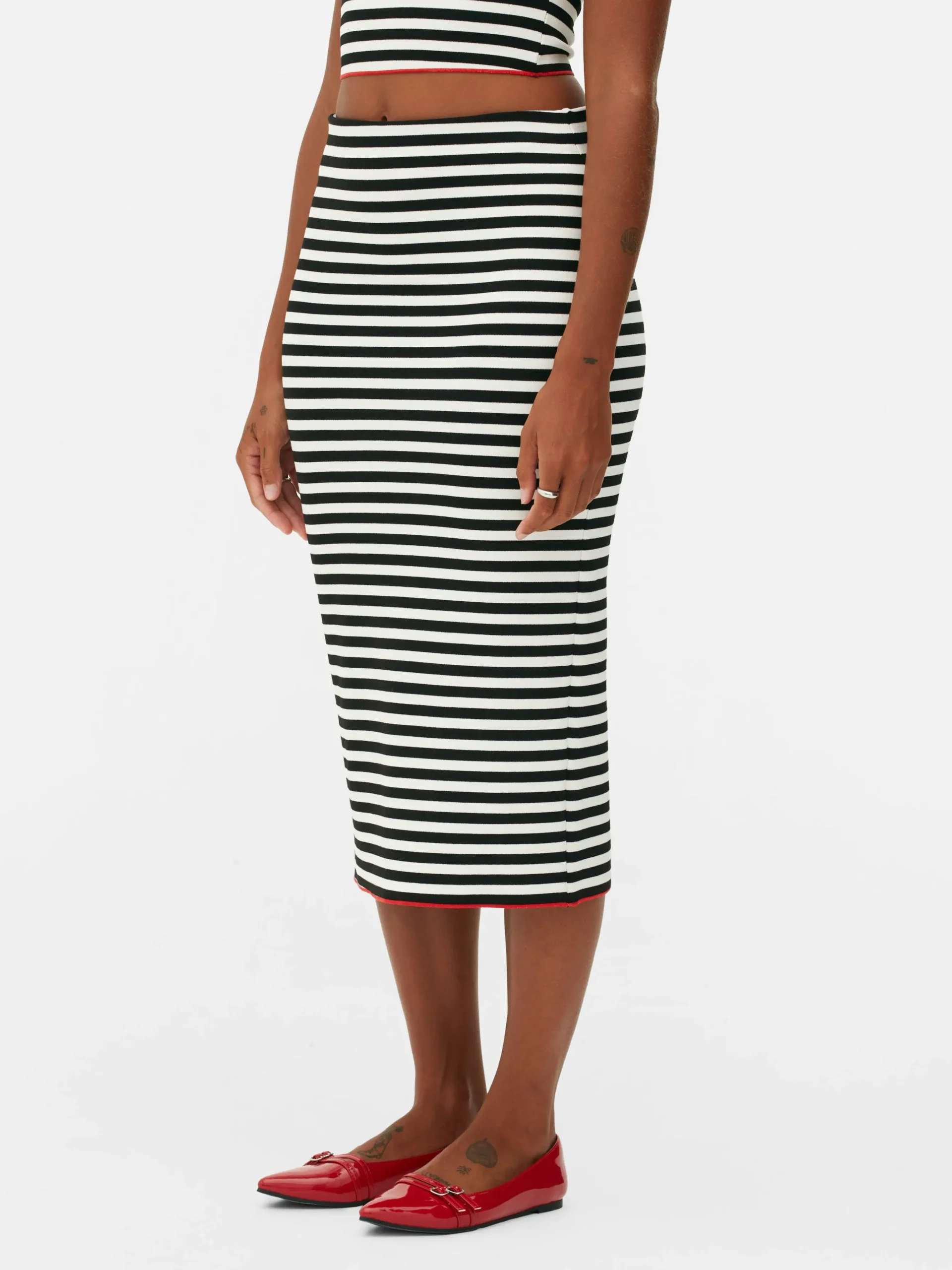 Jupe Mi-longue à Rayures Beetlejuice X Colleen Atwood à Coordonner