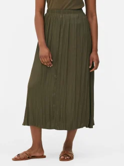 Jupe Mi-longue Plissée En Satin