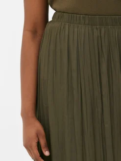 Jupe Mi-longue Plissée En Satin