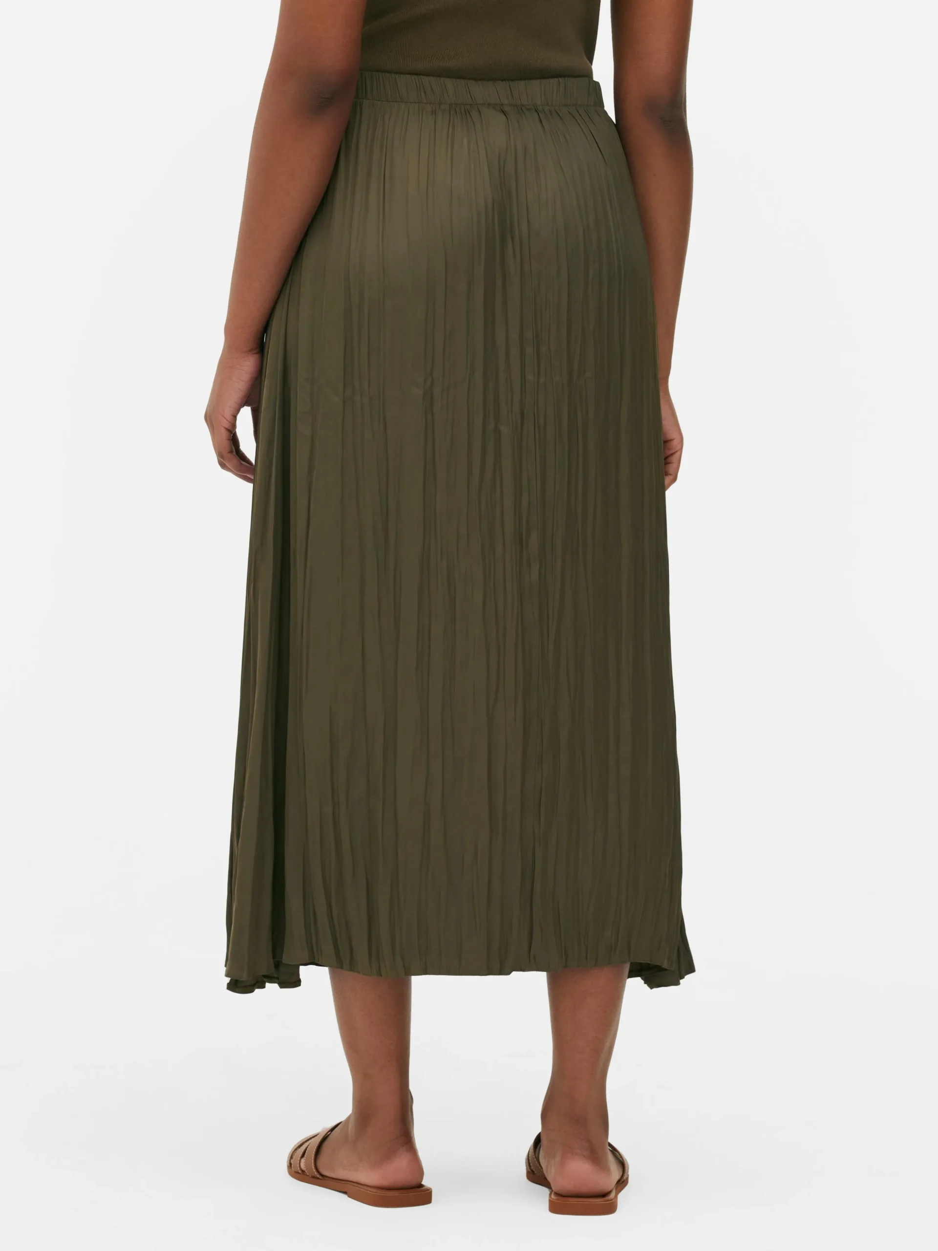 Jupe Mi-longue Plissée En Satin