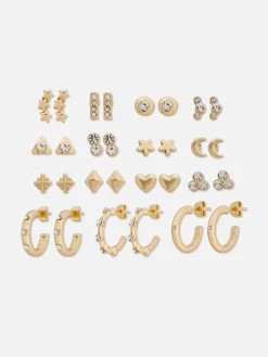 Lot De 15 Clous D'oreilles Et Créoles Variés