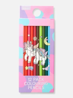 Lot De 12 Crayons De Couleur Licorne