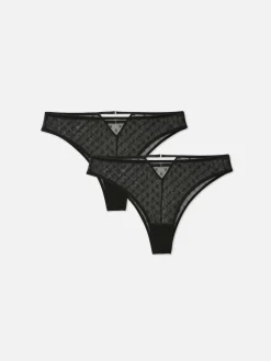 Lot De 2 Culottes Brésiliennes En Maille Monogramme