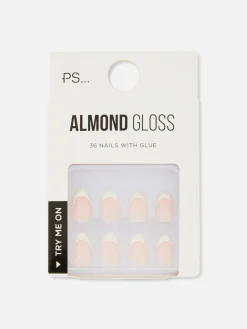 Lot De 36 Faux Ongles Glossy En Amande PS...