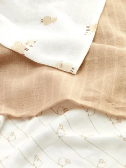 Lot De 3 Lingettes En Mousseline à Motifs Mouton