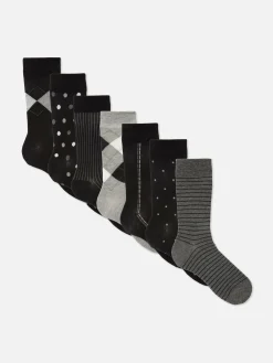 Lot De 7 Paires De Chaussettes à Motifs Variés
