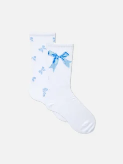 Lot De 2 Paires De Chaussettes Coquettes à Nœud