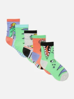 Lot De 5 Paires De Socquettes à Motif Dinosaures