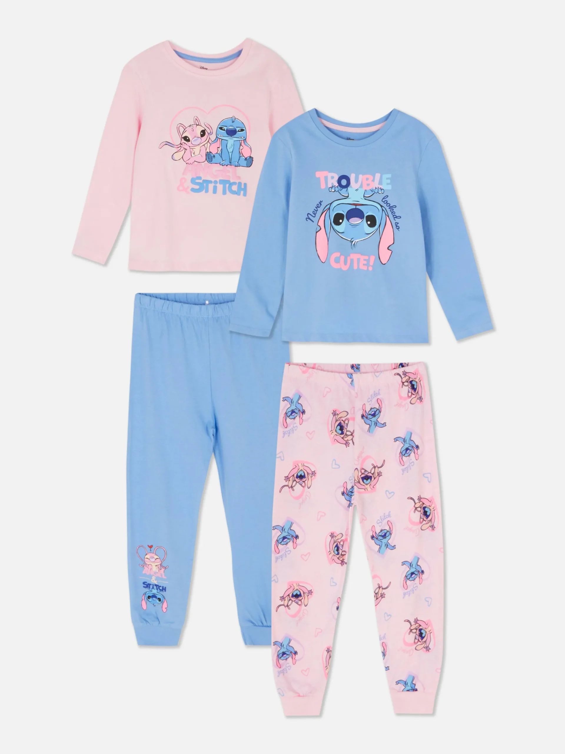 Lot De 2 Pyjamas Longs Disney Stitch & Angel