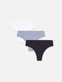 Lot De 3 Strings Côtelés Sans Couture