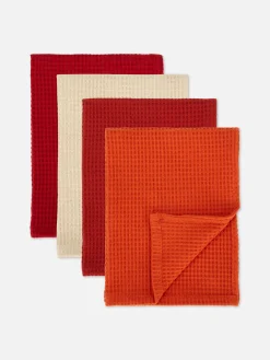 Lot De 4 Torchons Gaufrés