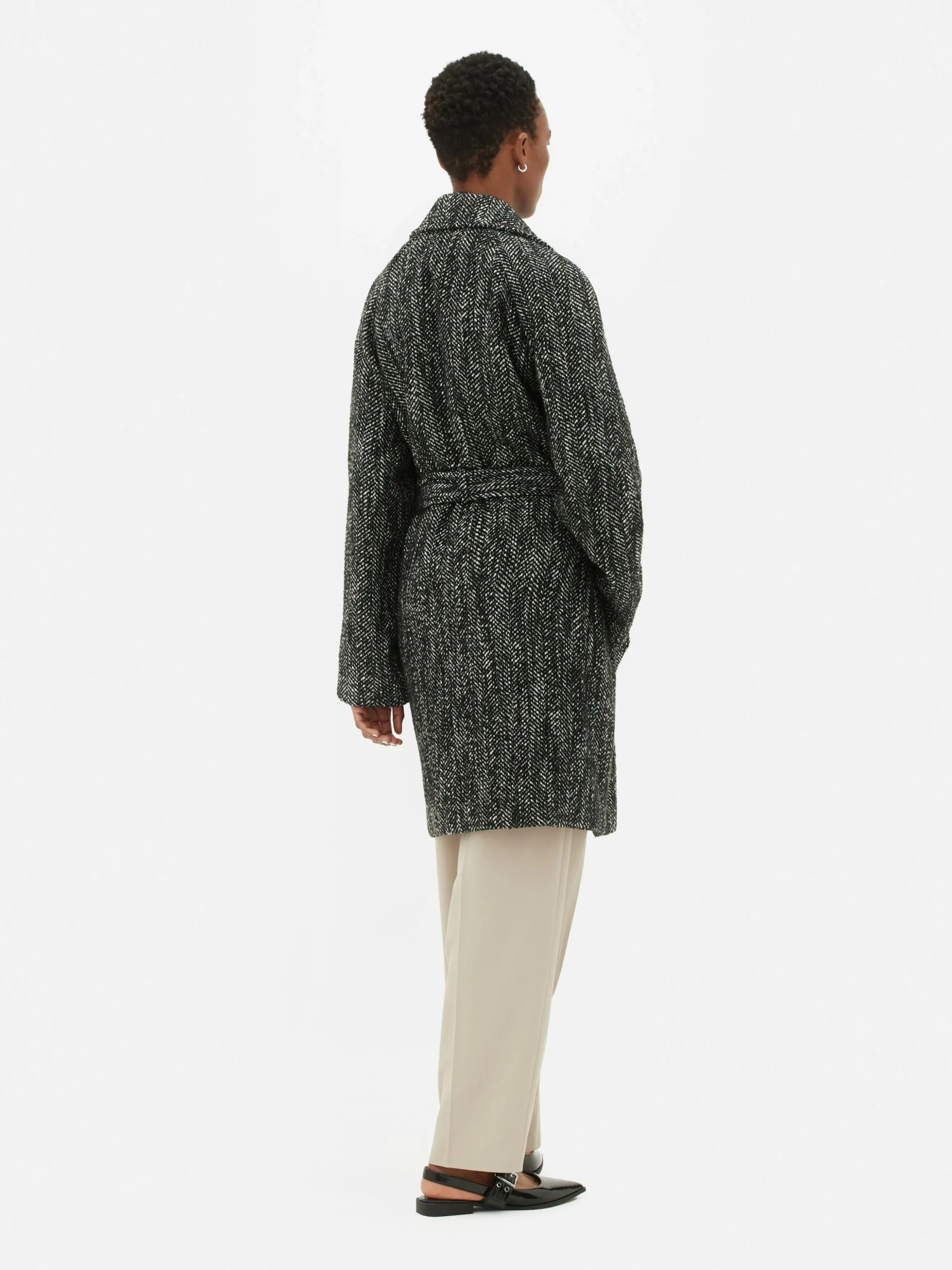 Manteau à Chevrons Avec Ceinture